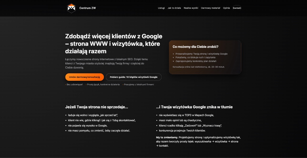 Centrum ZW — Strony WWW i Pozycjonowanie Wizytówek Google